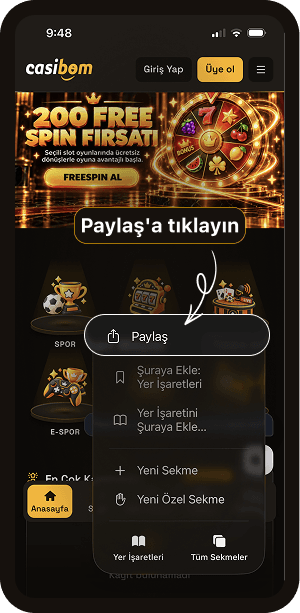 paylaş'a tıklayın