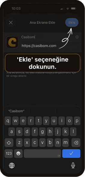 Ana Ekrana Ekle seçeneğine dokunun.