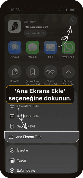 Ekle seçeneğine dokunun
